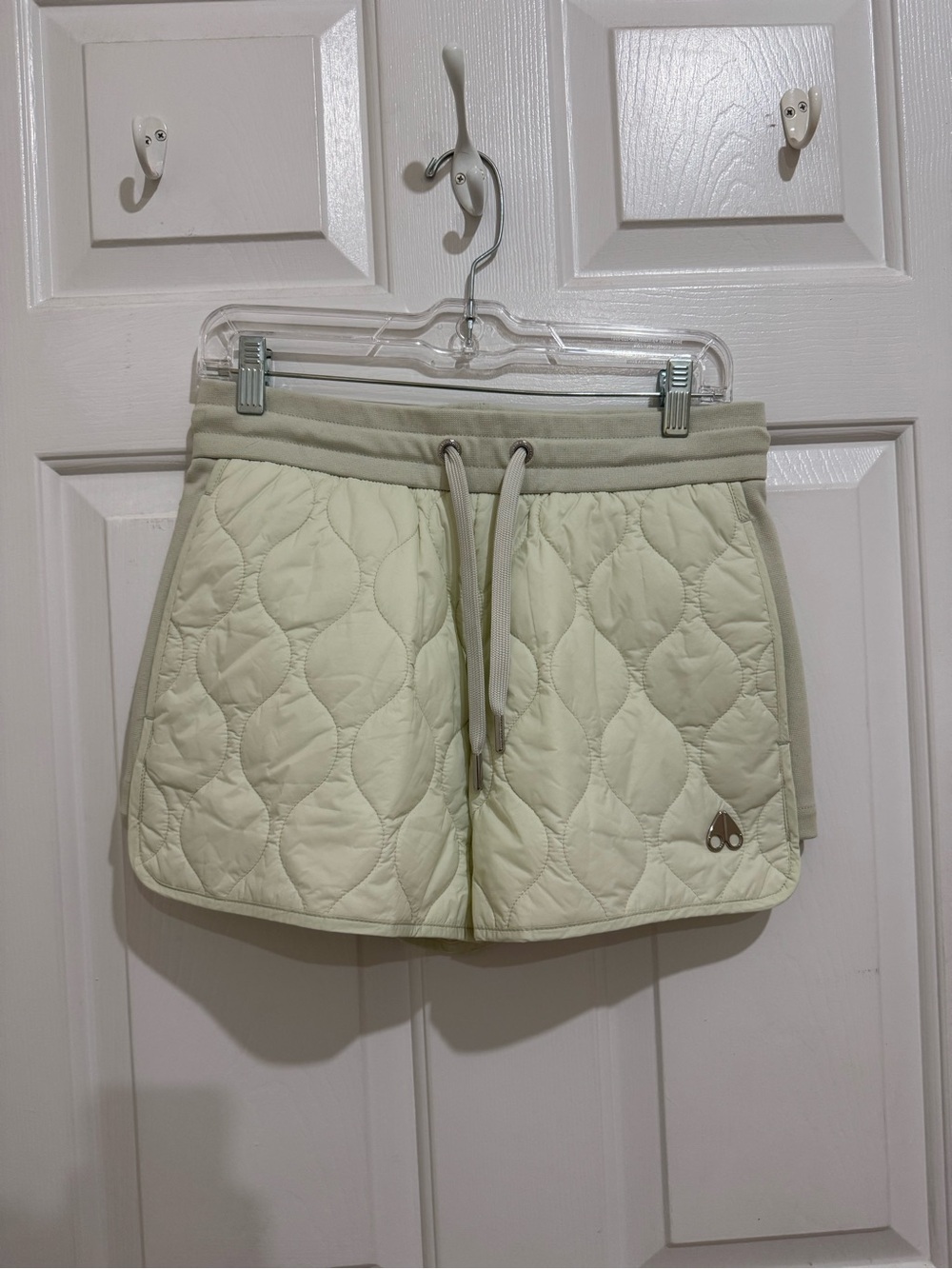 Moose Knuckles Line Green Quilted Athletic Drawstring Shorts